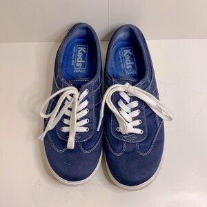 EUC Womens Keds Ortholite Lace up Canvas Blue Lightweight Comfy Flat Shoes Sz 7